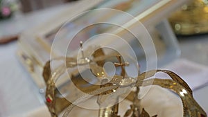 Two Orthodox Wedding Ceremonial Crowns Ready for Ceremony