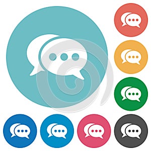 Two oval active chat bubbles solid flat round icons