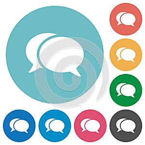 Two oval chat bubbles solid flat round icons