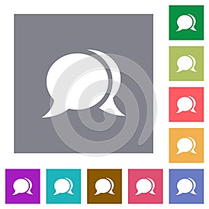 Two oval chat bubbles solid square flat icons