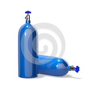 Two oxygen cylinders 3d rendering