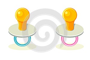 Two pacifier options for newborn boys and girls.