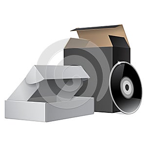 Two Package Box Opened with DVD Or CD Disk.