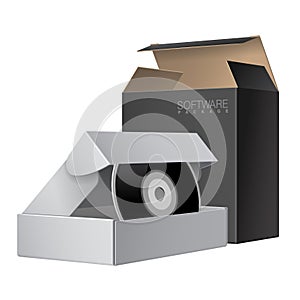Two Package Box Opened with DVD Or CD Disk.