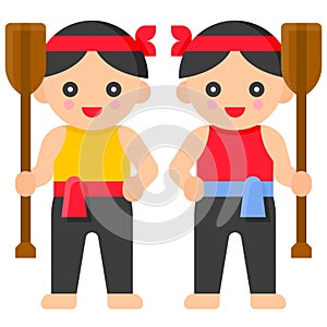 Two Paddler icon Dragon Boat festival related vector