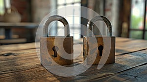 Two padlocks sitting in a thes office discussing their trust and communication issues as they prepare for their secret