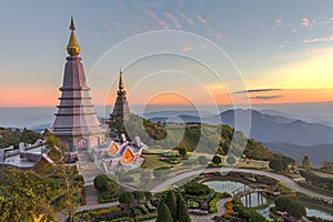 Two pagoda in an Inthanon mountain, chiang mai, Thailand