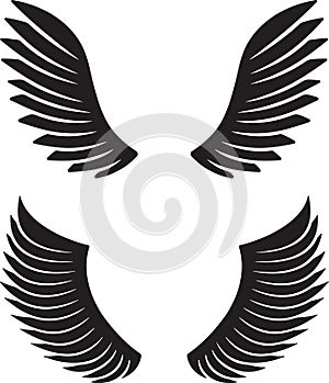 Two pair of black vector wings for your design