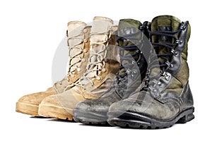 Two pairs of army boots