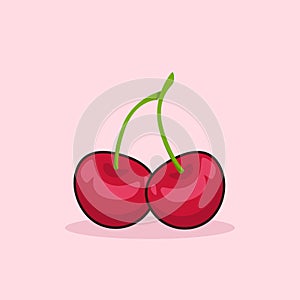 Two pairs of cherries fruit vector illustration