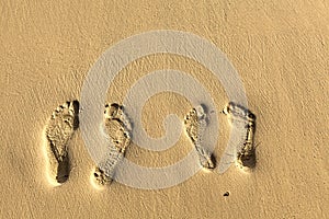 Two pairs footstep on the beach