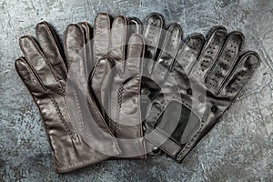 Two pairs of leather gloves