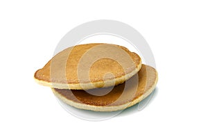 Two pancakes on white background