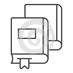 Two paper books thin line icon, online education concept, textbooks sign on white background, Books collection icon in