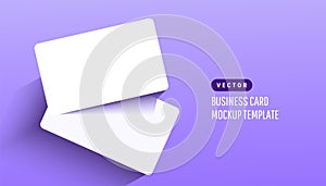 Two paper empty credit or gift cards with shadow on lilac background. Modern and stylish greeting card. Vector illustration