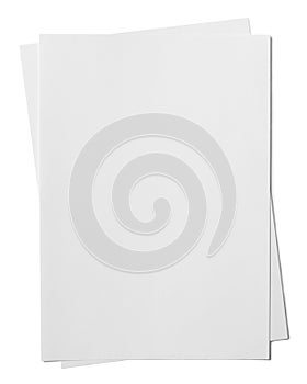 Two paper sheets isolated on white background
