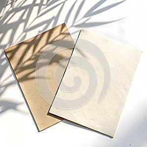 Two paper sheets with shadows