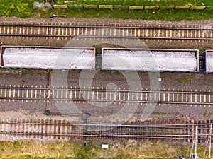 Two parallel railroads. aerial view