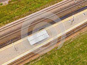 Two parallel railroads. aerial view