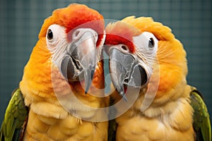 two parrots mimicking foreign sounds incorrectly