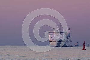 TWO PASSENGER FERRIES AT SEA