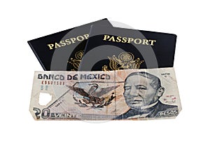 Two Passports with Pesos photo