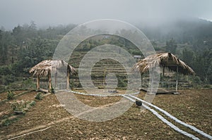 two pavilions on the hill to observe beautiful sights in Sapa okresnosti