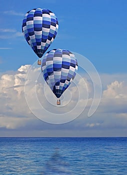 Two Peaceful Floating Hot Air Balloons