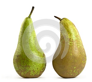 Two pears on white