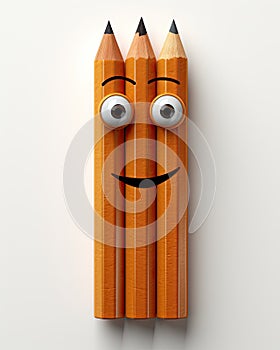 two pencils with faces drawn on them, one with eyes and one with a nose. generative ai