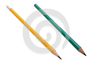 Two pencils isolated on white background