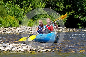Two people in canoe