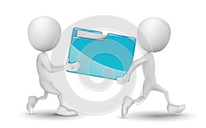 Two people carried a folder