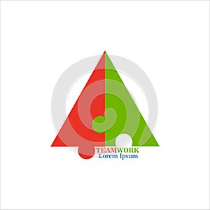 Two People in Cooperation Logo Puzzle who work together to form a triangle