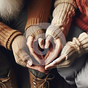 Two people making heart share with their hands