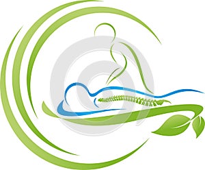 Two people, persons, orthopedics and massage logo, icon