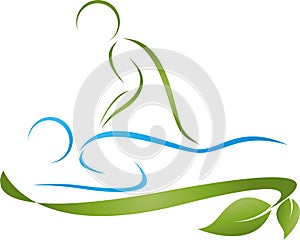 Two people, persons, orthopedics and massage logo, icon