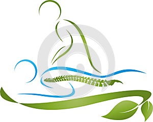 Two people, persons, orthopedics and massage logo, icon