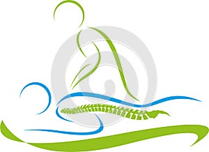 Two people, persons, orthopedics and massage logo, icon