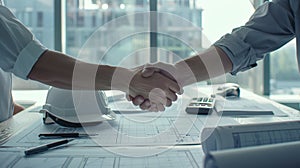 The construction deal handshake. AI generated