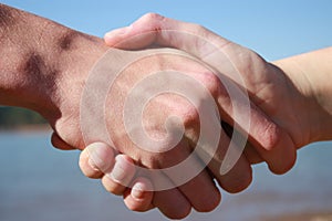 Two People shaking hands in agreement