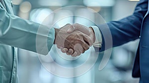 The handshake in hospital.AI generated image