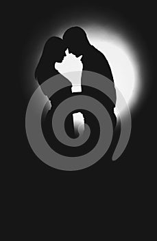 Two people silhouette