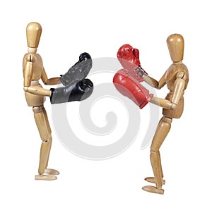 Two People Sparring with Boxing Gloves