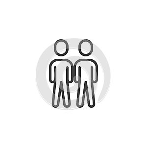 Two people stand line icon