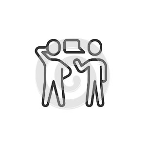 Two people talking line icon