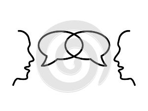 Two people are talking, people`s conversation, chatting, discussion, negotiations, dialogue, interlocutors, communication - vecto