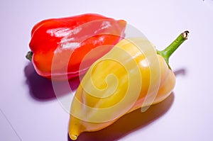 Two peppers. Paprika pepper. Bell pepper. Healthy food. Recipes and cooking. Natural healthy food.