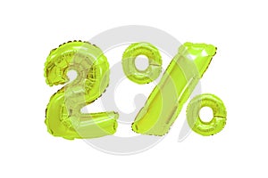 Two percent from balloons lime color