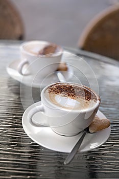 Two perfect cappuccinos